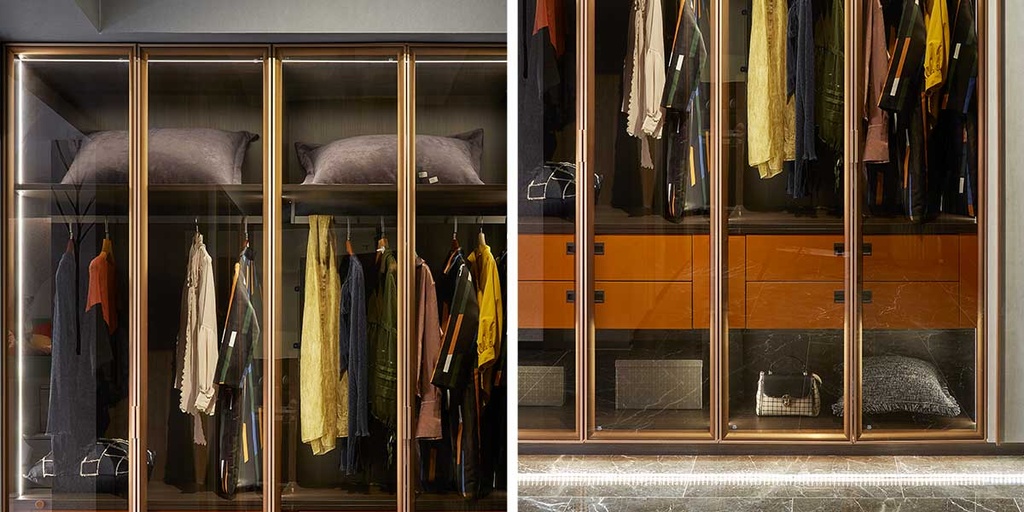 Contemporary Wardrobe with Brown Glass Doors BLYP20022-033