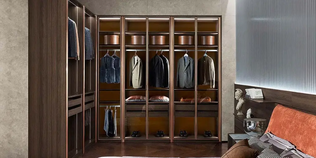 Modern Open Wardrobe with Glass Door OBW21-012