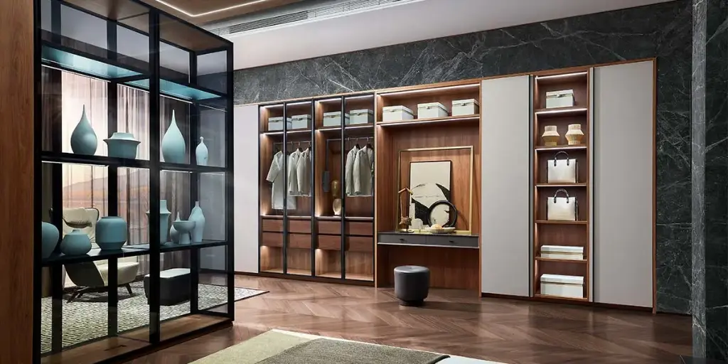 Modern Melamine Hinged Built-in Wardrobe OBW21-011