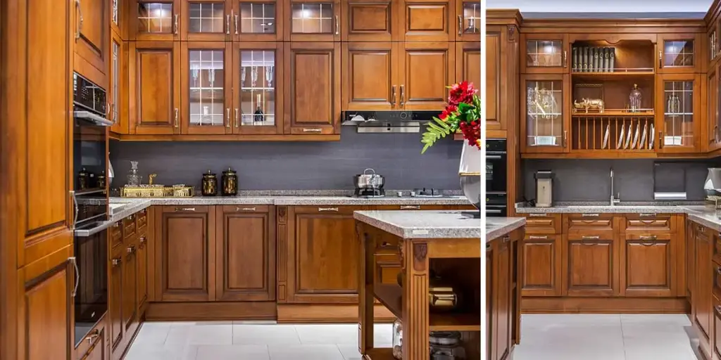 Solid Wood Kitchen Cabinets with Island OBK21-029