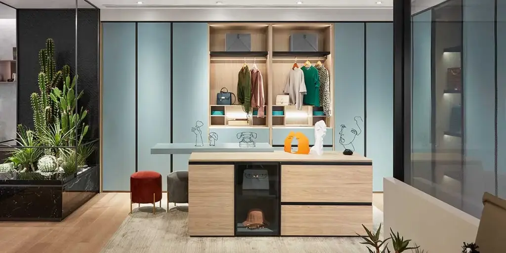 Light Blue Melamine Modern Simple Wardrobe