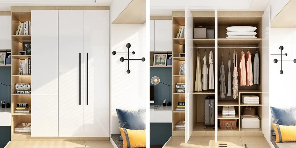 White Wood Wardrobe with Tatami OBW21-006