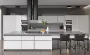 White Cabinets Grey Countertops Large Kitchen OBK22-L27