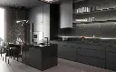 Dark Grey Cabinets with Black Worktop OBK22-M03