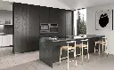Dark Wood Kitchen Cabinets with Grey Countertop OBK23-M01