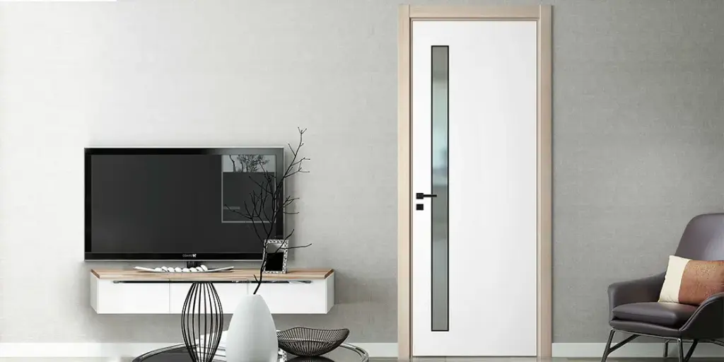 PVC Interior Door in White and Wood Tone OBD21-001