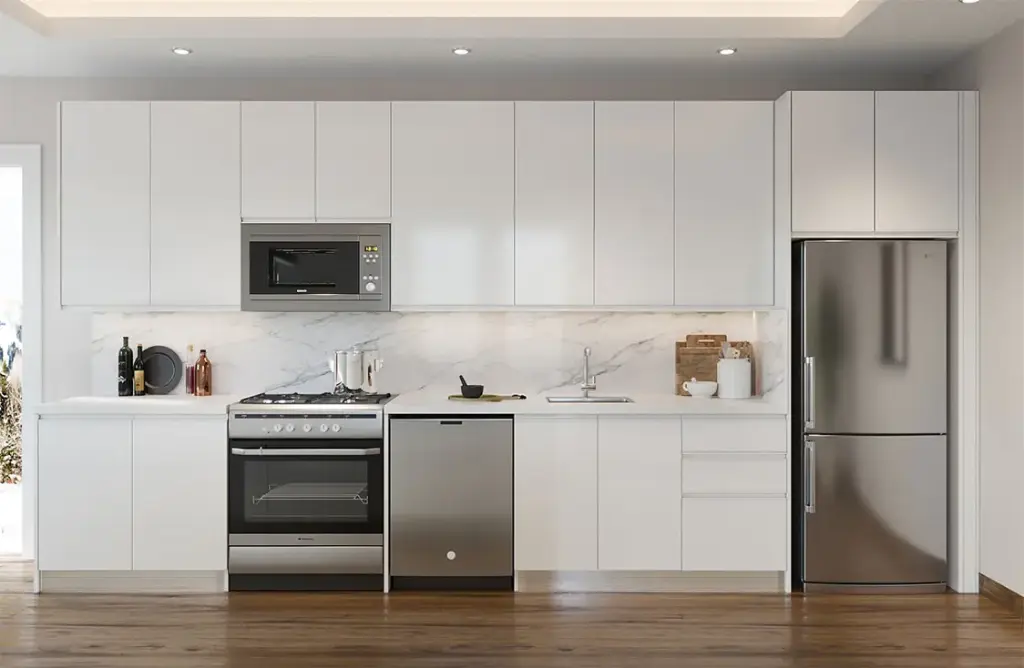 All White Kitchen Cabinets with Island OBK22-L13