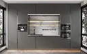 Charcoal Grey Kitchen Cabinets with White Island OBK22-PVC02