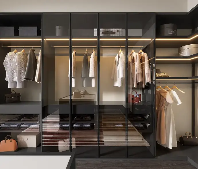 Dark Grey Custom Built-in Closet with Island OBW23-M04