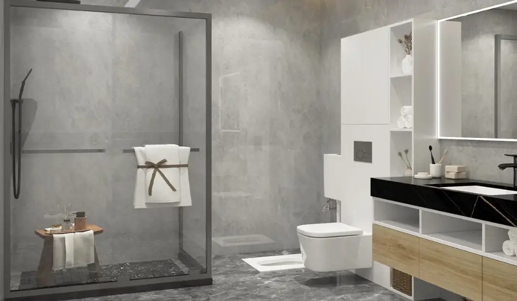 Custom Bathroom Vanity with Tall Side Cabinet OBV22-CE