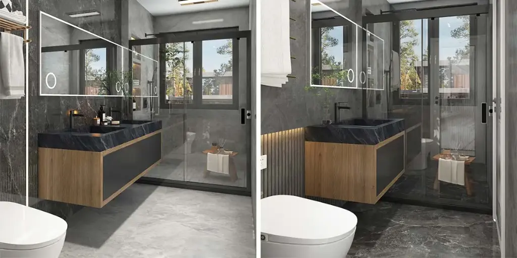 Black Bathroom Vanity with Blue Grey Countertop OBV22-EN