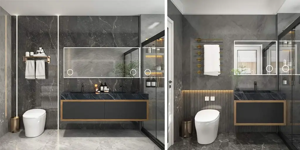 Black Bathroom Vanity with Blue Grey Countertop OBV22-EN