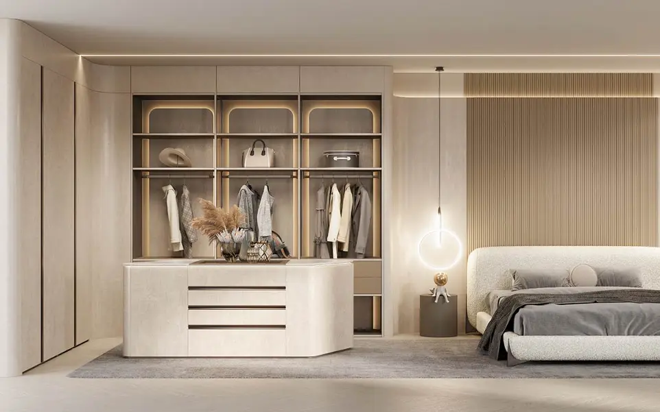 Beige Walk-in Closet in Textured UV Lacquer BLYJ23009