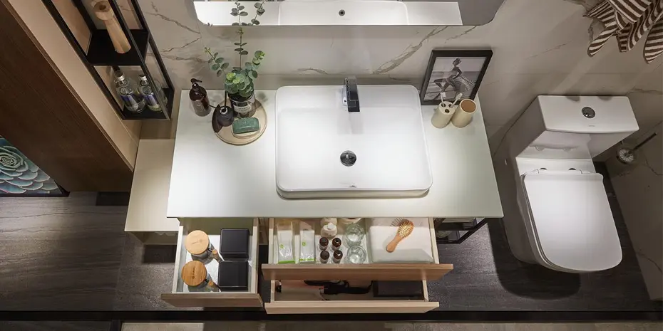 Bathroom Vanity Beige and Wood Grain OBV21-004