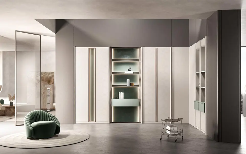 Off White and Green Walk in Wardrobe BLYJ23004