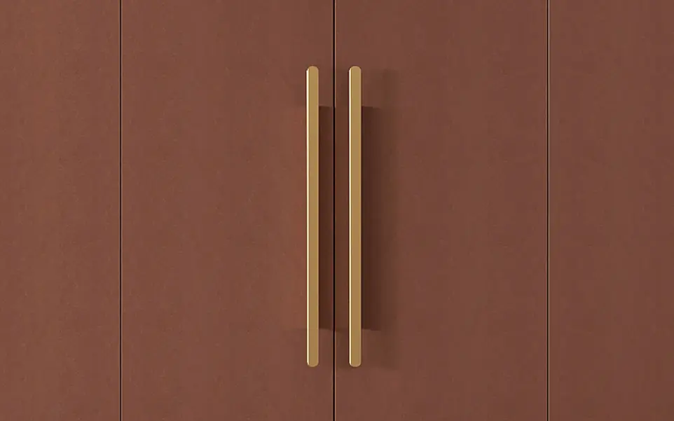 Red Wardrobe with Modern Long Brass Handles OBW23-M03