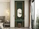 Modern Bedroom Cupboard in White and Green OBW23-PVC02