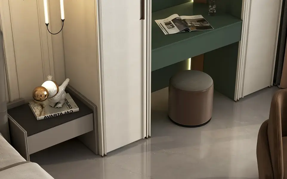 Modern Bedroom Cupboard in White and Green OBW23-PVC02