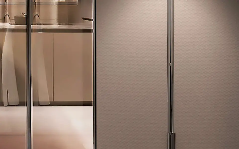 Dark Beige Textured Melamine Wardrobe OBW23-M01