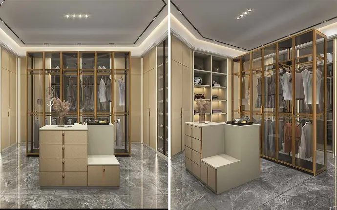 Luxury Walk in Closet with Island OBW23-PVC01