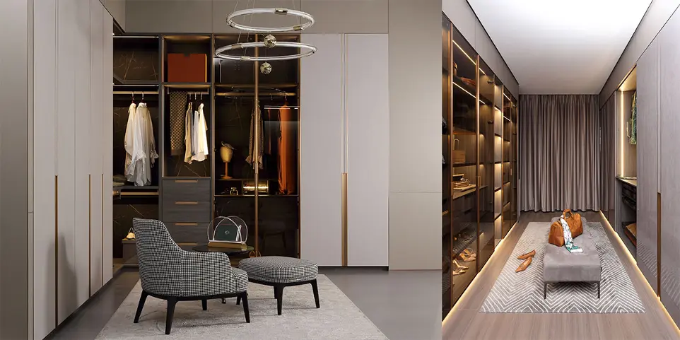 Fitted White Wall Wardrobe Designs OBW21-L01