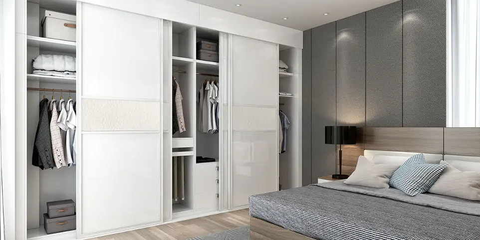 High Gloss White Lacquer Sliding Door Wardrobe OBW22-007