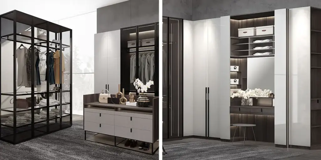 High Gloss White UV Lacquer Walk in Closet OBW21-007