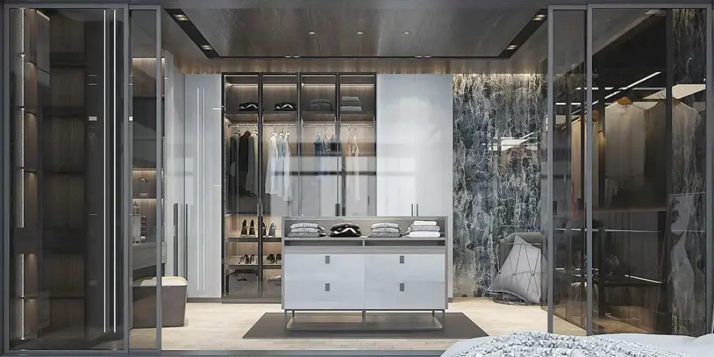 High Gloss White UV Lacquer Walk in Closet OBW21-007