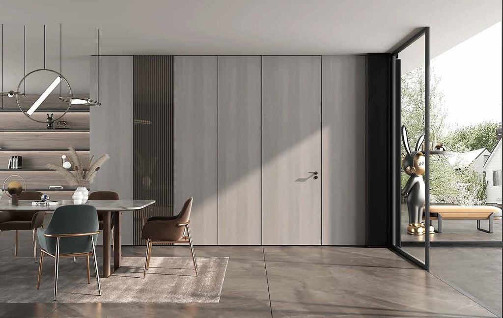 [OBD22-PVC01] باب مخفي بارتفاعات عالية من الخشب الرمادي obd22-pvc01