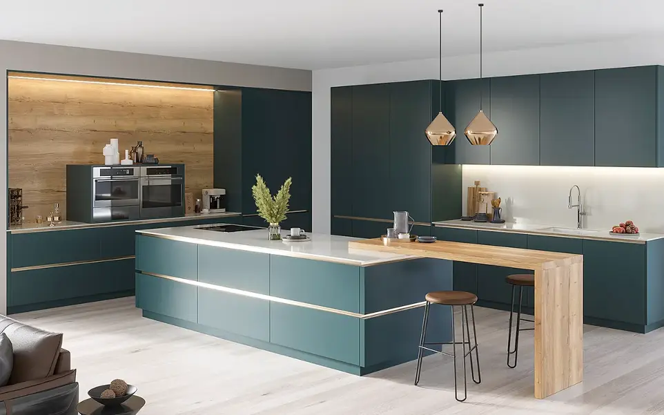 Blue Green Kitchen Cabinets Modern Style OBK23-L10
