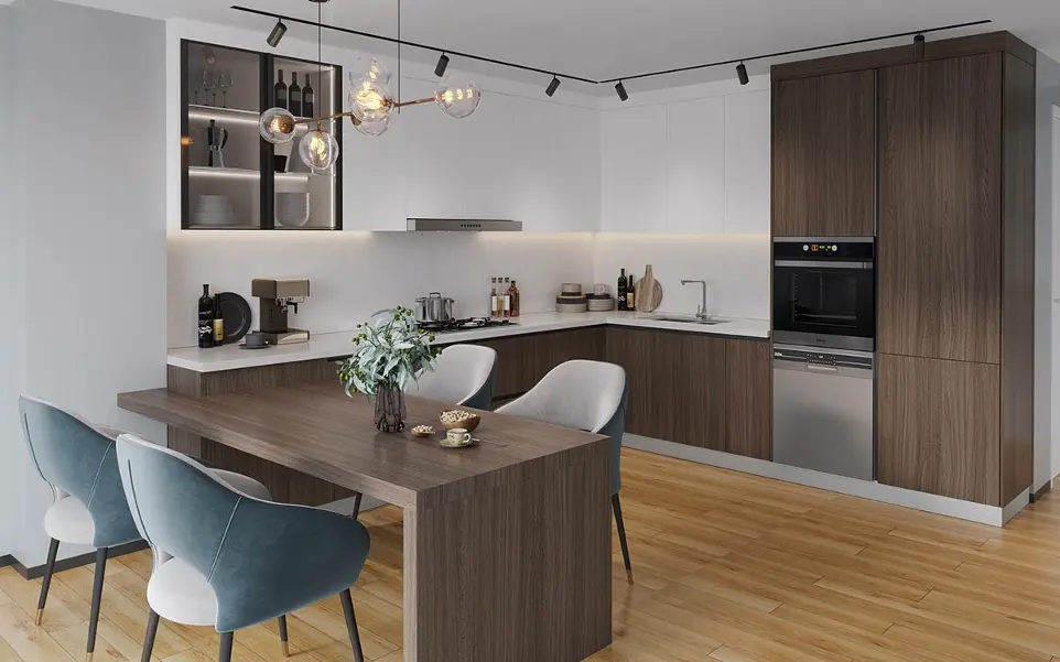 U-Shaped Kitchen With Peninsula Seating OBK22-M02