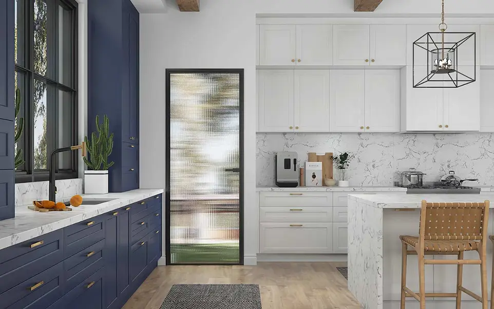 [OBK23-L04] Two Tone Blue and White Kitchen Cabinets OBK23-L04