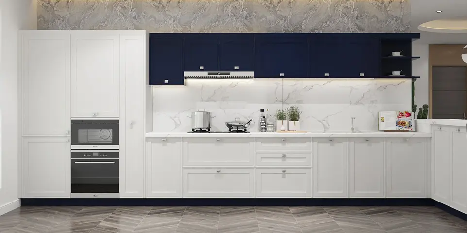 [OBK22-L10] Navy and White Shaker Kitchen Cabinets OBK22-L10