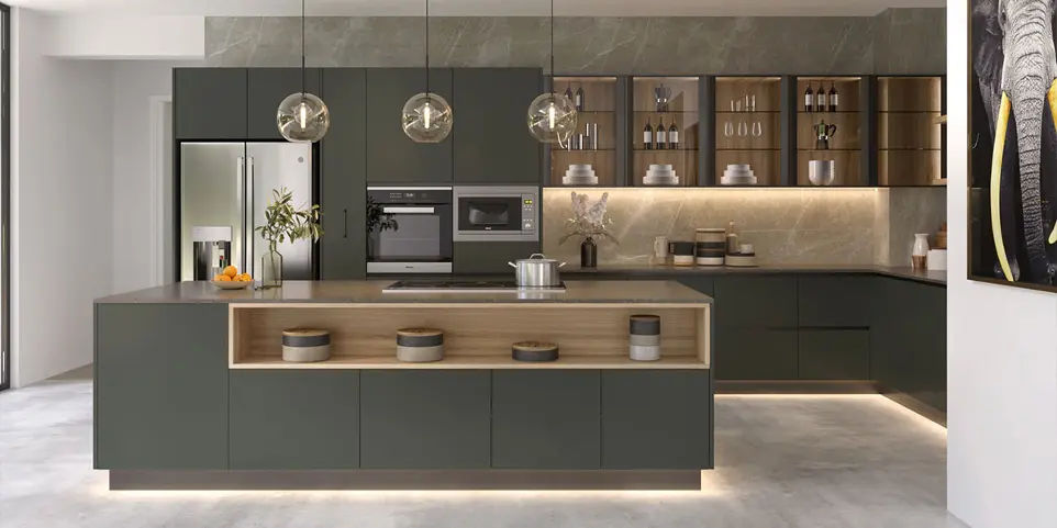 Dark Grey Kitchen Cabinets Minimalist Style OBK22-L07