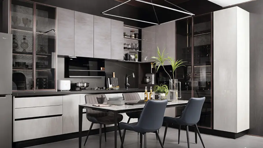 White Glossy UV Lacquer Kitchen Cabinets BLCC21224