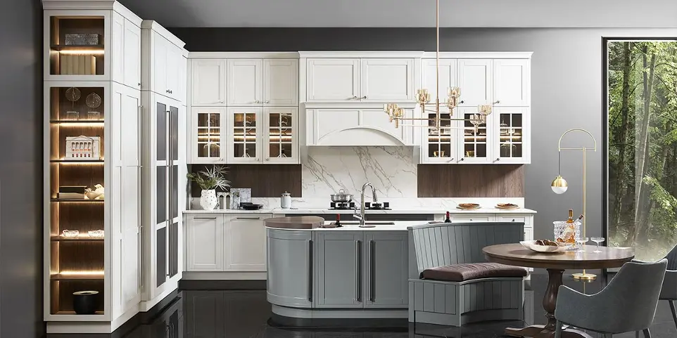 Shaker Kitchen Cabinets Idea in Grey OBK22-009