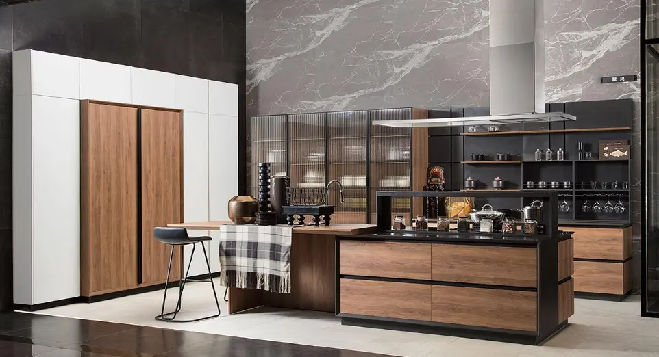 Melamine Wood Large Modern Kitchen Cabinets OBK21-012