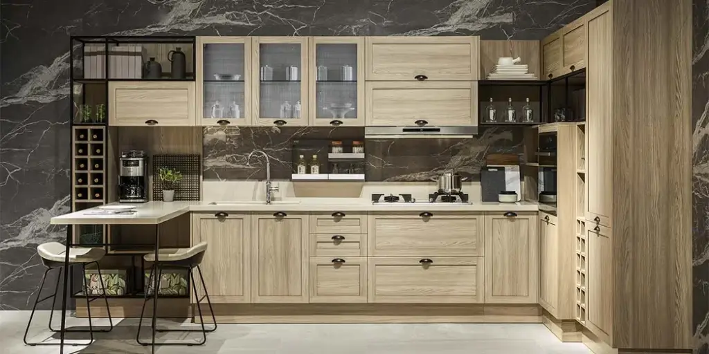 [OBK21-032] Classic Wood Grain Kitchen Cabinet OBK21-032