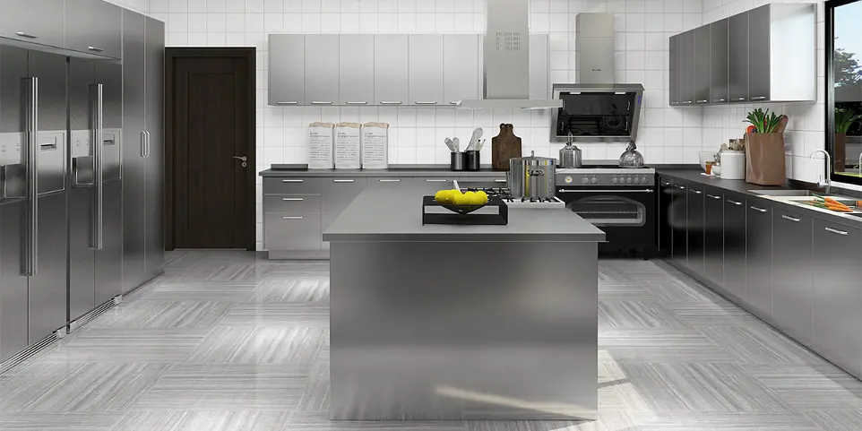 Stainless Steel Kitchen Cabinets with Center Island OBK22-S01
