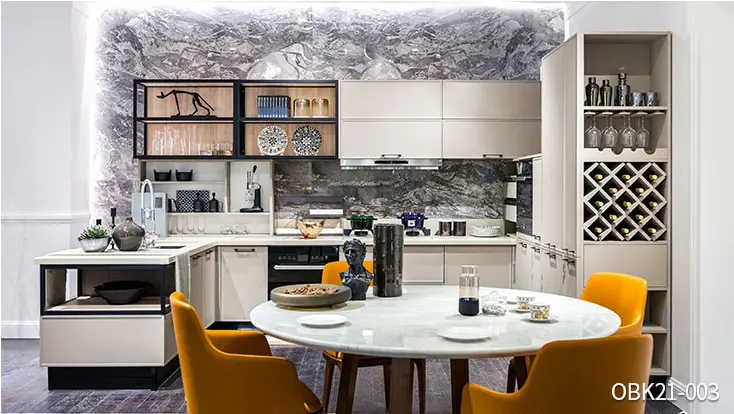 Industrial Style PVC U Shaped Kitchen Cabinets OBK21-003