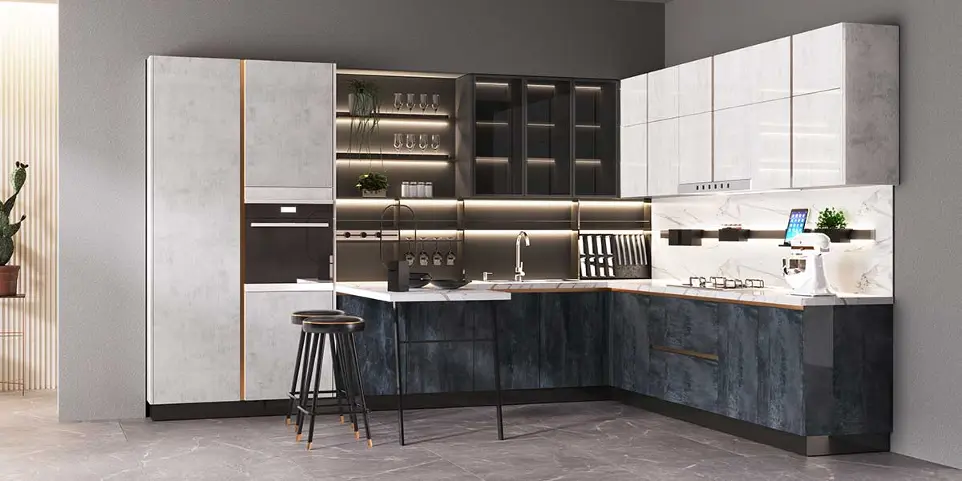 L-shaped Italian Kitchen Cabinets BLCC20021