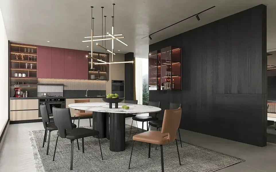 Red Modern Minimalist Stylish Kitchen Cabinets – OBK24L03