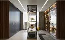 Modern Luxury Closet in Dark Grey and Dark Wood OBW23-L07