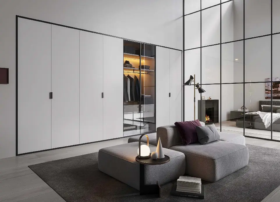 [OBW23-L06] تصميم خزانة ملابس أبيض بسيط حديث OBW23-L06