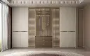 White and Taupe Wardrobe with Reeded Glass Doors BLYP23003