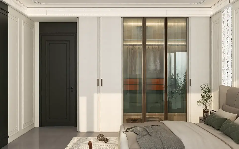 Modern Bedroom Cupboard in White and Green OBW23-PVC02