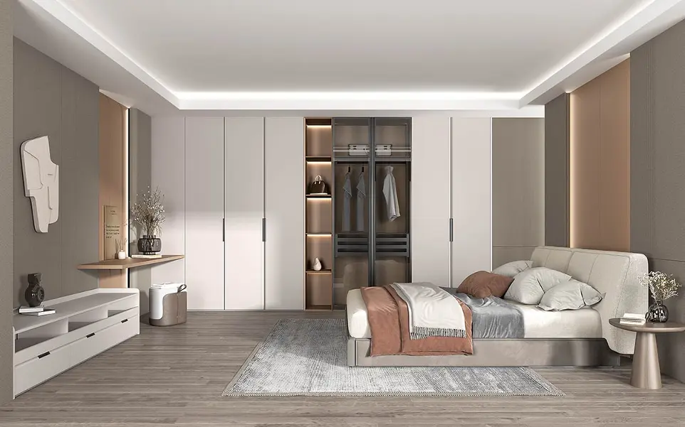 Cream Fitted Wardrobe with Rounded Door Edge BLYP23002