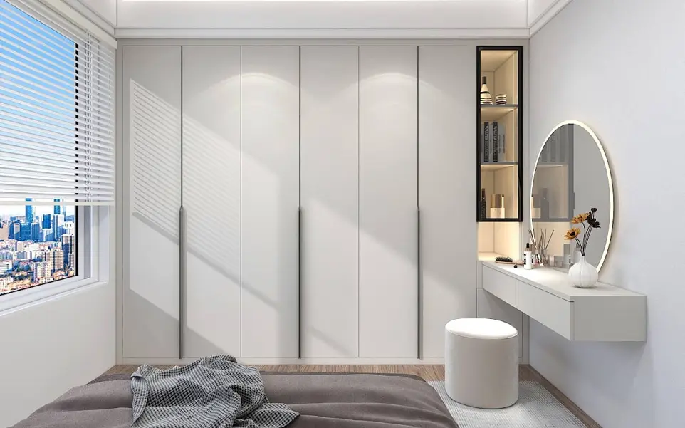 [OBW23-L02A] White Wardrobe with Dressing Table OBW23-L02