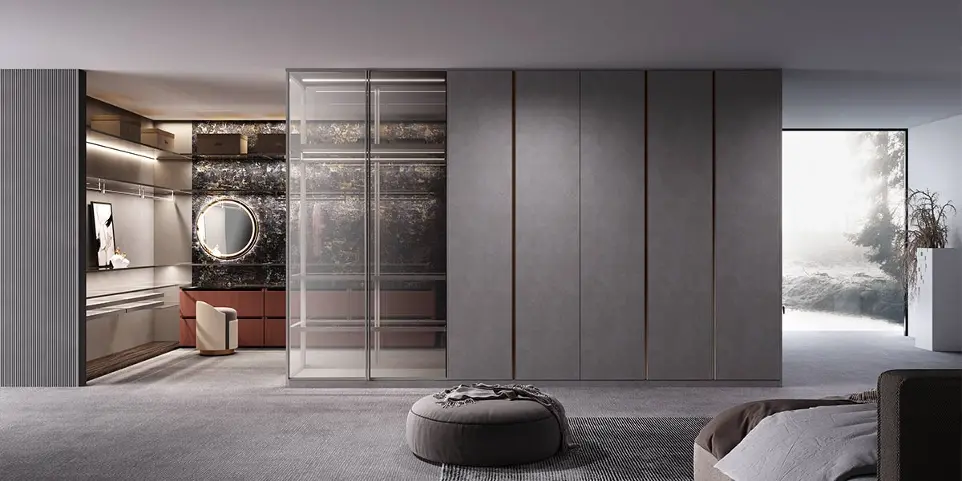 [OBW22-M01] Grey Large Master Bedroom Closet Design OBW22-M01