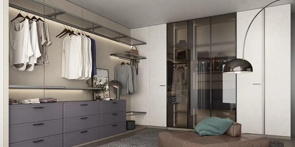 Light Grey and Purple PVC Bedroom Cupboards OBW22-PVC01